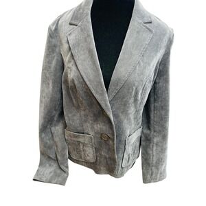 Studio Works Corduroy Blazer Gray Jacket Petite Women's Size 6P